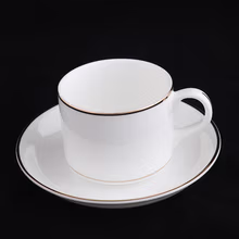 锦凤骨瓷咖啡杯碟 景德镇欧式简约咖啡套具矮 咖啡杯一杯一碟1勺  英式下午茶骨瓷杯 金边澳式杯碟套装