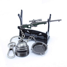 荣达（RONGDA）绝地求生合金模型玩具枪大吉大利晚上吃鸡大逃杀周边金属迷你信号枪钥匙扣挂件套装 AWM+平底锅+头盔（迷你三件套）