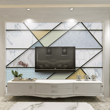 蓝鱼（LANYU）3D现代方块视背景墙壁纸 欧式大理石纹墙布客厅卧室线条墙纸壁画 加厚整张-无纺布