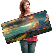 RS 大号加厚游戏鼠标垫包边锁边桌垫防滑可爱办公动漫女生鼠标 辽阔山峰-90*40cm