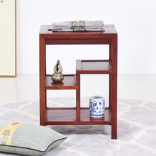 寻古红木家具缅甸花梨（学名：大果紫檀）中式茶几实木多层小茶几角几边几桌几沙发旁边的小桌角桌客厅 长50*宽35*高70cm