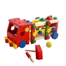 木质益智拆装螺母车 拼装敲球台工具车 多功能木制儿童玩具男女孩
