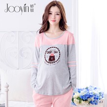 娇银纯棉坐月子服产后期产妇睡衣春秋季孕妇喂奶家居服哺乳衣春秋 灰粉色 M(适合体重120斤以内)