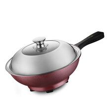易欣 多功能家用电炒锅不粘锅插电炒菜锅电热锅电火锅电锅多用锅电炒菜蒸煮炖汤涮一体锅 1500W30CM小炒锅