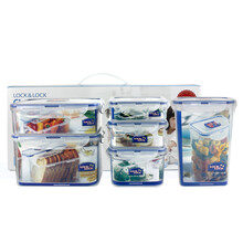 乐扣乐扣 塑料保鲜盒6件套装 大容量礼盒微波炉饭盒密封便当盒餐盒零食品水果盒 厨房冰箱冷冻收纳储物盒子