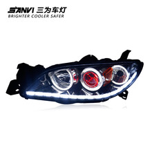 马自达M3大灯总成改装升级海5双光透镜氙气灯天使眼日行灯马3前大灯改装总成三为 高配：专业总成+海5透镜+天使眼+日行灯+氙气光源