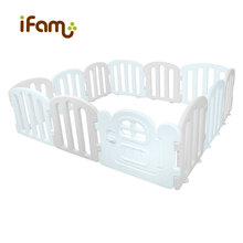 ifam韩国进口 Easy First宝宝游戏围栏200x120&200x240&200x180 蓝色+灰色(200x180)