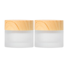 旅行装护肤品小样空瓶面霜分装瓶眼霜盒子粉底空瓶分装瓶避光玻璃 木纹磨砂10g—2个