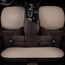 恒源祥 亚麻汽车坐垫三件套四季通用免绑座垫通风透气车垫子 亚麻小三件-灰色