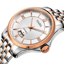 飞力达男士手表机械表防水手表 间玫白面