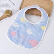 格鲁格（GRUG）婴儿围嘴儿童围兜纯棉围嘴新生儿纯棉6层纱布婴儿饭兜儿童圆系带围兜 U型围嘴2条（男宝组）