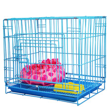狗笼猫笼 狗笼子中型犬小型犬 加粗宠物狗狗笼子狗窝兔笼鸡笼泰迪贵宾比熊博美用品 加粗精品款带天窗 蓝色 61*42*50CM