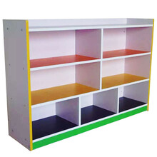 幼儿园书柜鞋柜置物架儿童玩具架收纳架木质储物置物柜宝宝书架儿童区展示架 7格C   120*30*80CM