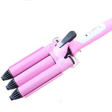 O.BVEN 卷发器大号蛋卷头三管卷发棒水波纹烫发器宿舍发廊不伤发烫发棒熨板 粉红色