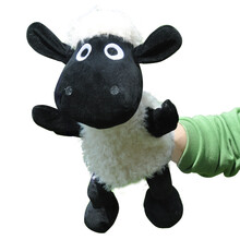 小鼠乐乐 手偶玩具老虎狮子猴子猩猩鹿大象考拉河马羊浣熊鳄鱼熊猫兔子偶安抚早教亲子互动娃娃毛绒玩具 黑头白身羊全长30cm