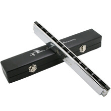 天鹅（SWAN） 口琴SW-24HX 高级演奏24组单联和弦口琴 礼盒装 银色