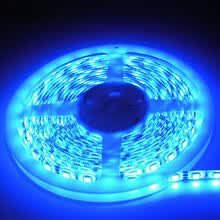 创美思 LED灯带12V滴胶防水灯条吊顶暗槽照明汽车照明电瓶灯户外夜市灯地摊灯带5050贴片60珠 蓝光 5米(一卷)