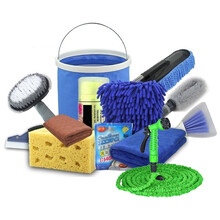 宇点米 洗车套装洗车工具清洁洗车用品 加厚毛巾鹿皮巾汽车掸子折叠水桶 拖把 擦刷车高压水抢枪配件 12件套+伸缩高压水枪（注水后伸长15米）