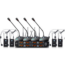 狮乐（SHILE）SH24 U段无线话筒一拖八会议鹅颈领夹头戴耳麦手持舞台培训麦克风 主机+4只鹅颈咪+4只头戴耳麦