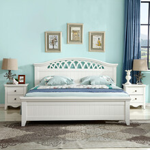 南方家居 床 美式双人床韩式田园风单人床1.5米现代简约主卧室1.8米公主床小儿孩童青少年欧式 双人床+床头柜*1+芦荟床垫 1800mm*2000mm