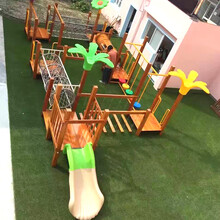 幼儿园儿童大型木质滑梯攀爬组合室外体能训练钻洞爬网游乐设备玩具 C-2