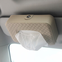 左鸿 车载纸巾盒 汽车抽纸盒 车用遮阳板纸巾盒子 挂饰纸巾盒 米色款