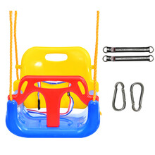 儿童秋千吊椅室内户外婴儿宝宝荡秋千椅防空翻男孩女孩生日礼物玩具 蓝色秋千+绳子+铆钉加固加长连接带+挂钩