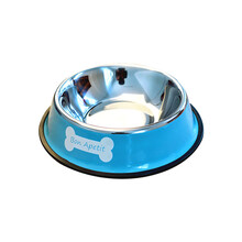 锈钢狗碗 宠物碗狗食盆 猫碗猫盆猫食盆宠物用品猫狗通用 蓝色4号适合30斤