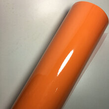 汽车光面改色膜 车身亮黑汽车外天窗膜 内饰改色贴纸 碳纤维 亮面橙色1.52米X1米