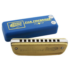 黄牌 HUANG 10孔布鲁斯船型C调口琴  102B加厚 金属铝琴格 古铜色 C调