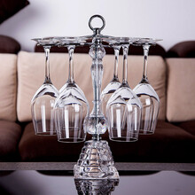 梵卡奇 红酒杯架子倒挂式杯架水晶红酒杯架创意红酒架子不锈钢红酒架倒挂套装 水晶柱杯架