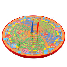 三格田（SANGTY）飞行棋 磁性时钟迷宫运笔走珠迷宫儿童益智力3-8岁木质宝宝早教飞行棋 特大号（2合1）趣味迷宫/飞行棋