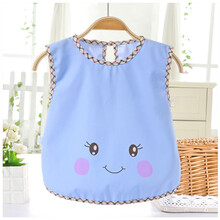 宝宝饭兜婴儿吃饭围兜防水围嘴儿童反穿衣无袖罩衣口水巾0-2岁 蓝色1条装