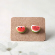 时尚个性耳钉 女 塑料针软陶瓷耳钉耳环饰品 西瓜