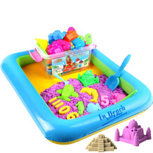乾越（qianyue） 太空彩色沙玩具沙套装儿童宝宝粘土彩沙魔力沙橡皮泥沙子 5斤套装蓝色（70个模具+沙盘+纯沙4斤）