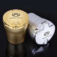 尚浩 适用于汽车载烟灰缸带灯车用烟缸金属盖创意车内用品汽车烟灰缸防阻燃隔热汽车烟灰缸内饰品改装 适用于吉利帝豪GL远景博越 时尚银
