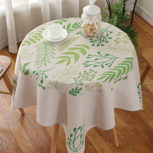 缤谷 花卉创意民族风棉麻桌布主题餐厅酒店饭店咖啡厅小圆桌方桌餐桌防尘盖布 绿意 110*110cm 桌布
