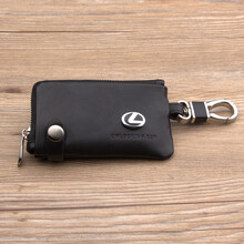 纳洪 汽车真皮钥匙包 大众丰田车用钥匙套 改装车饰品 车载牛皮钥匙保护壳 男女士适用 安全扣腰挂包 雷克萨斯GS ES CT RX NS IS200T 经典黑色