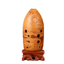 永田七星埙 十孔埙乐器初学专业演奏陶勋自然岩纹双腔笔筒埙 G调宽音域 低音5- 高音3