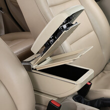 雪佛兰新赛欧扶手箱2010 2011 2012 2013款赛欧中央专用手扶箱改装配件双层储物盒免打孔 米色-7usb-升高-双层加厚型