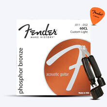 美产芬达fender民谣吉他弦60/70L 磷铜黄铜原声木吉他琴弦一套6根 60CL(011-052)磷铜+芬达拨片+三合一