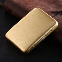 双枪原黄铜烟盒16支装320古铜朴典雅个性创意复古老式光面简约金属烟盒