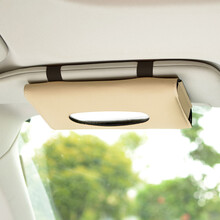 伴君 车用纸巾盒椅背挂式车载餐巾纸盒皮革创意遮阳板抽纸盒套车内用品 米色