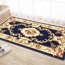 万腾 卧室地毯床边毯 欧式门厅进门地毯玄关入户走廊厨房浴室卫生间门口可水洗 1252B蓝色 800*1200mm