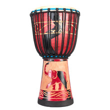 非洲鼓儿童初学者丽江手鼓整木掏空山羊皮成人演奏手鼓云南儿童节礼物 标准8红雕大象款+赠品