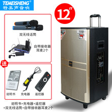 特美声QX-0820户外大功率音响箱8寸便携式消音移动拉杆蓝牙广场舞 12寸+2无线话筒+自带接收器耳麦2个