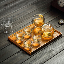 美斯尼 玻璃茶具套装整套迷你功夫泡茶壶带过滤茶水杯子公道杯茶盘茶托茶巾加厚耐高温加热旅行便携小茶叶罐