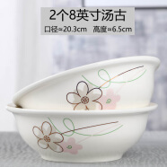2个汤古大碗创意家用陶瓷汤碗可爱吃泡面碗大号个性微波炉专用碗 2个8英寸汤古(七彩)