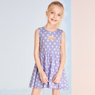Baleno Junior班尼路童装夏季新款女童趣味印花短袖连衣裙公主儿童裙子女孩 G409-012Z 紫色 110cm