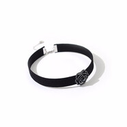 珀雅轩珠宝黑色项圈choker锁骨链短款花朵颈链简约气质母亲节礼物